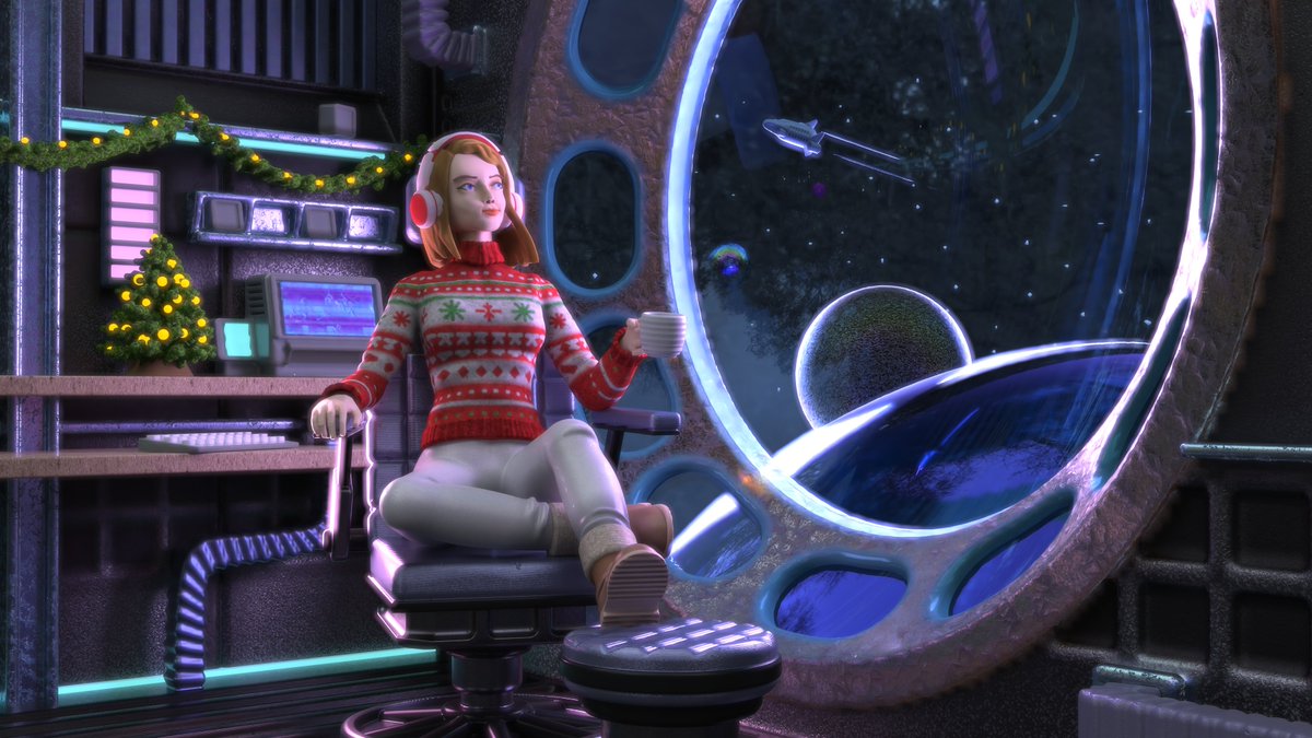 My latest <a href="/womp3D/">Womp</a> creation. A LoFi Christmas in space. 🚀🎄