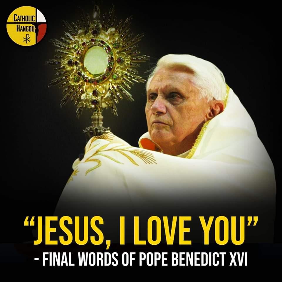 CatholicHang's tweet photo. One year ago today, our beloved Pope Benedict XVI entered into eternal splendor with these departing words. https://t.co/5eS1zHfQ1Z