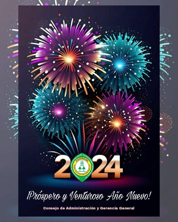 CCooprouni's tweet photo. "Desde ahora tienes 365 días para alcanzar tus sueños, metas, propósitos y un año completo en el que te apoyaremos". 

¡Feliz Año Nuevo!

Consejo de Administración y Gerencia General COOPROUNI https://t.co/ZeIR0cy8o6
