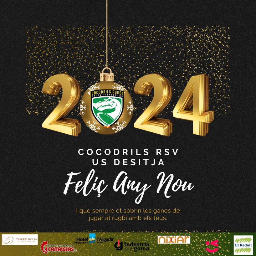 Iepaaaa! I avui volem desitjar-vos que tingueu un cap d’any de la millor manera per encararar un 2024 amb força, amor i sobretot #Rugbi! La família Cocodrila us desitja que #BonAnyNou #Feliç2024 #FeliçAnyNou #Rugby 🏉 &amp; #Cocodrils🐊