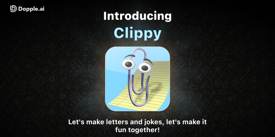 DoppleAi's tweet photo. Guess who's here to assist? It's Clippy! 📎

From drafting letters to cracking jokes, he's here to make your tasks a little more fun. 🌟 Try out this paperclip with personality! 

#Jokes #DoppleAI https://t.co/Q0EXFRccaj