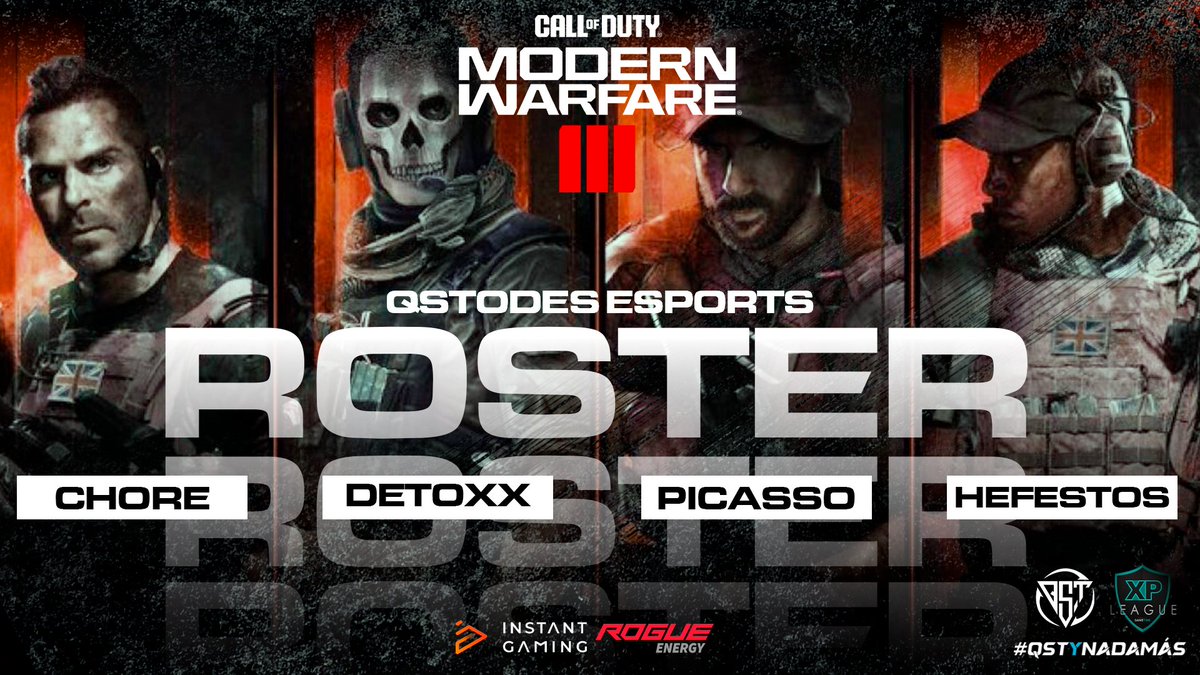 qstodesesports's tweet photo. #ANUNCIO 𝗢𝗙𝗜𝗖𝗜𝗔𝗟

Por fin es una realidad, ¡#QST⚡️ desde hoy tiene representación también en #CallofDuty ! 

tenemos el placer de presentar a nuestros cracks: 
 @Chorewiston 
@DetoxxEU 
@HeFeStOsX 
@Senior_Picasso 

Squad Up, Time to fight! 🫡

#anuncio #MW3 #rosteroficial https://t.co/vkKbLdYyPL