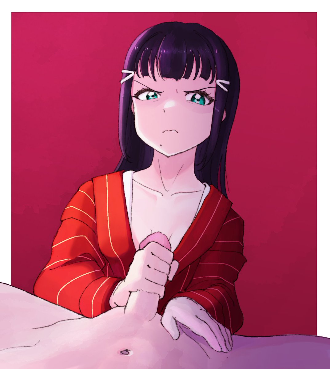 CureBucatini's tweet photo. Dia's services are top notch, but she seems far from amused...

Very, VERY belated part of an art trade with my man @moistman_ https://t.co/FqA538MjTz