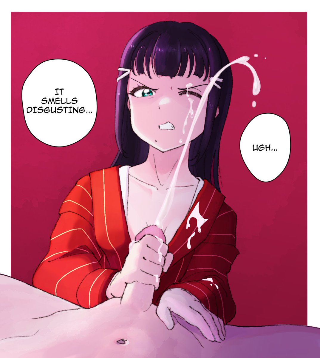 CureBucatini's tweet photo. Dia's services are top notch, but she seems far from amused...

Very, VERY belated part of an art trade with my man @moistman_ https://t.co/FqA538MjTz