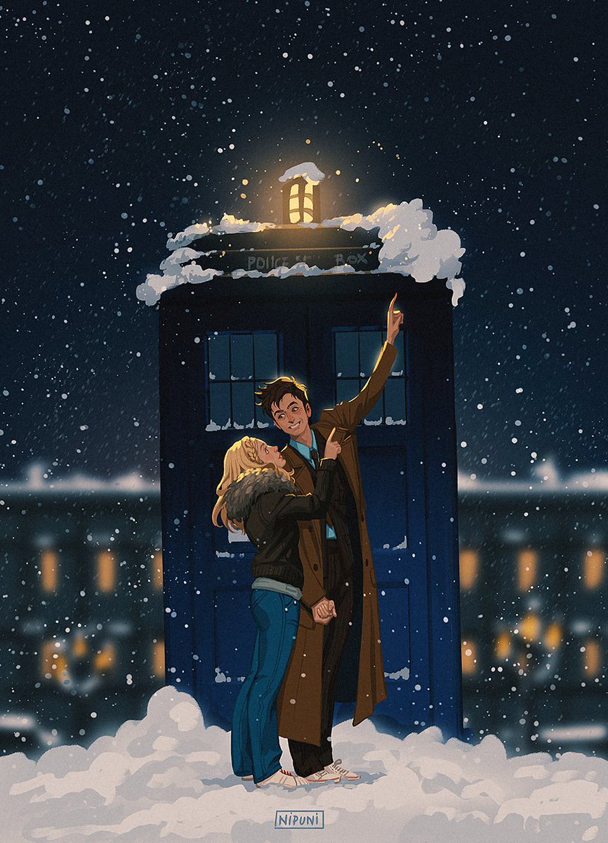 NipuniDraws's tweet photo. Happy Holidays!! 🥰 #DoctorWho #tenthdoctor #rosetyler #DavidTennant https://t.co/jNIaWPGp1C