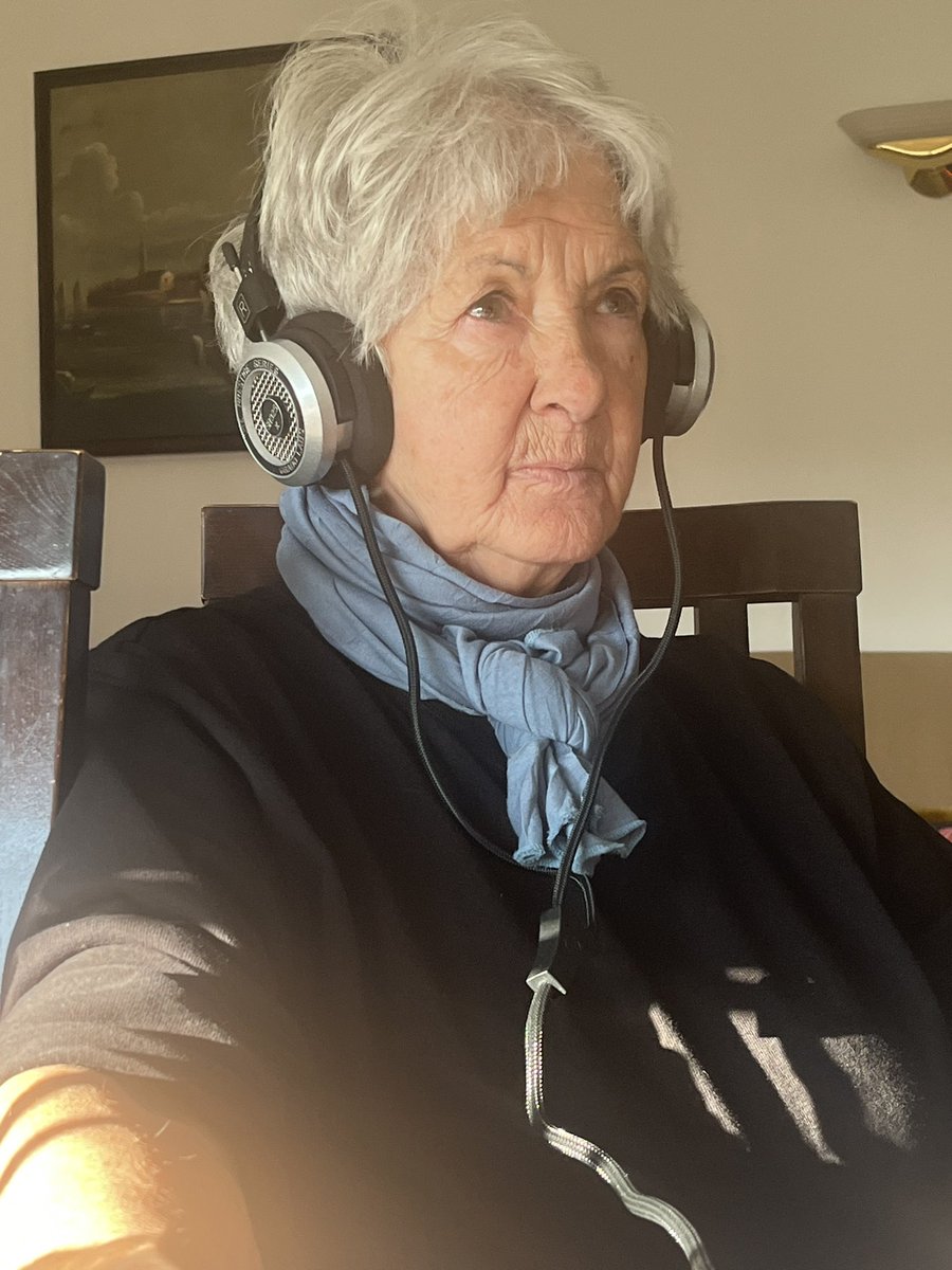 Grandma listening to my @Grado 325x for new years eve. She asked for Elvis and Queen and was amazed at the details she'd never heard before.