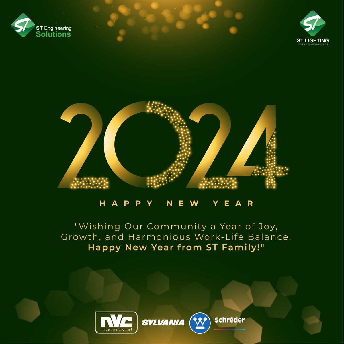 STEngSol's tweet photo. Wishing Our Vibrant Community🌈 A Year Ahead Filled with Prosperity, Innovation, and Shared Successes 🚀
Happy New Year 2024 From ST Family! ✨

#HappyNewYear #NewYear2024 #STEngineeringSolutions #STES #STLighting   #Westinghousing #LightingTechnology #NewYearCelebrations https://t.co/p86aDUP4Y6