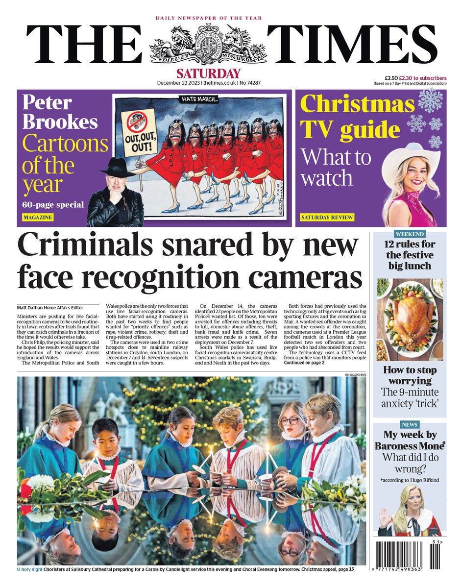 Last week, I was delighted to have my picture of choristers preparing for the Carols by Candlelight services at Salisbury Cathedral in Salisbury, Wiltshire, published on the front page of The Times.