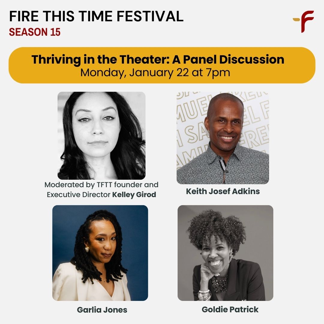 Fire This Time (@firethistimenyc) on Twitter photo Join us for a panel discussion with leading Black theatermakers, <a href="/keithjosef/">Keith Josef Adkins</a> , <a href="/garliacornelia/">Garlia Cornelia Jones</a> , and @sistergoldie for a candid conversation to demystify what it takes to succeed and survive in the arts.
Tickets here: bit.ly/S15paneltix Join us for a panel discussion with leading Black theatermakers, <a href="/keithjosef/">Keith Josef Adkins</a> , <a href="/garliacornelia/">Garlia Cornelia Jones</a> , and @sistergoldie for a candid conversation to demystify what it takes to succeed and survive in the arts.
Tickets here: bit.ly/S15paneltix
