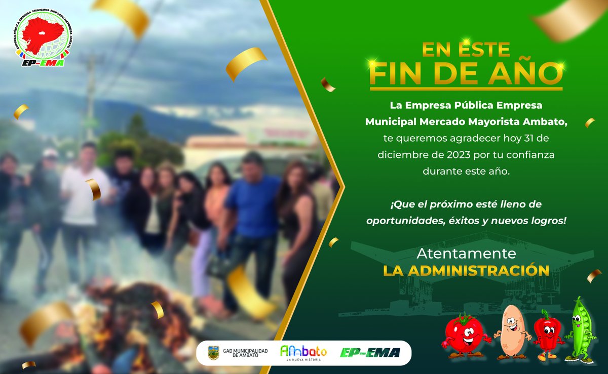 Feliz Domingo último día de este año📷 ¡Adiós, año viejo! 📷

¡A pasarlo de lo mejor en familia!

El Mercado Mayorista Ambato despedimos el año con gratitud 📷

#MercadoMayoristaAmbato
#LaNuevaHistoria