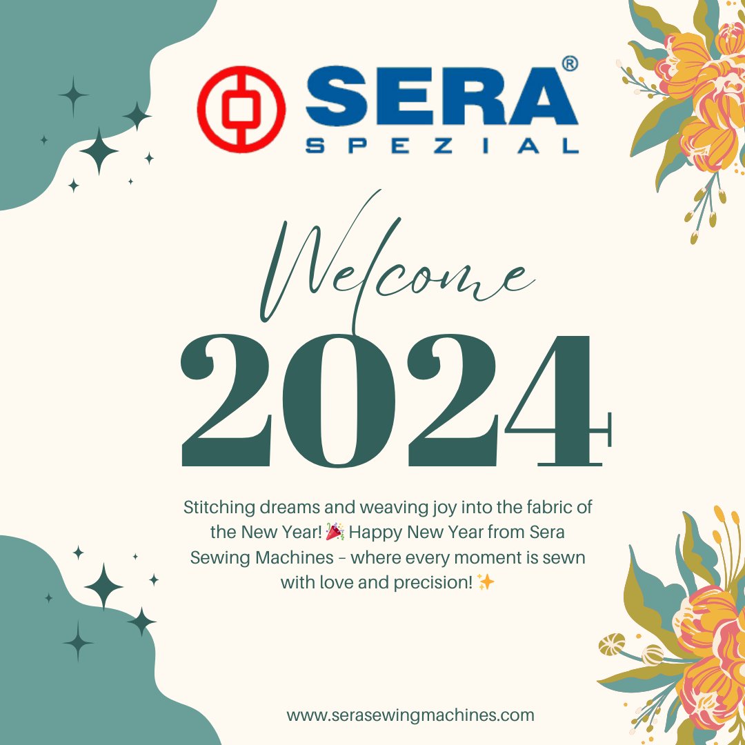 serasewing's tweet image. "Stitching dreams together for a vibrant and joyous New Year 2024! 🎉✨ Wishing you a year filled with creativity, prosperity, and endless threads of happiness. Happy New Year from Sera Sewing Machines! 🧵🥳 #SewInJoy #HappyNewYear2024"