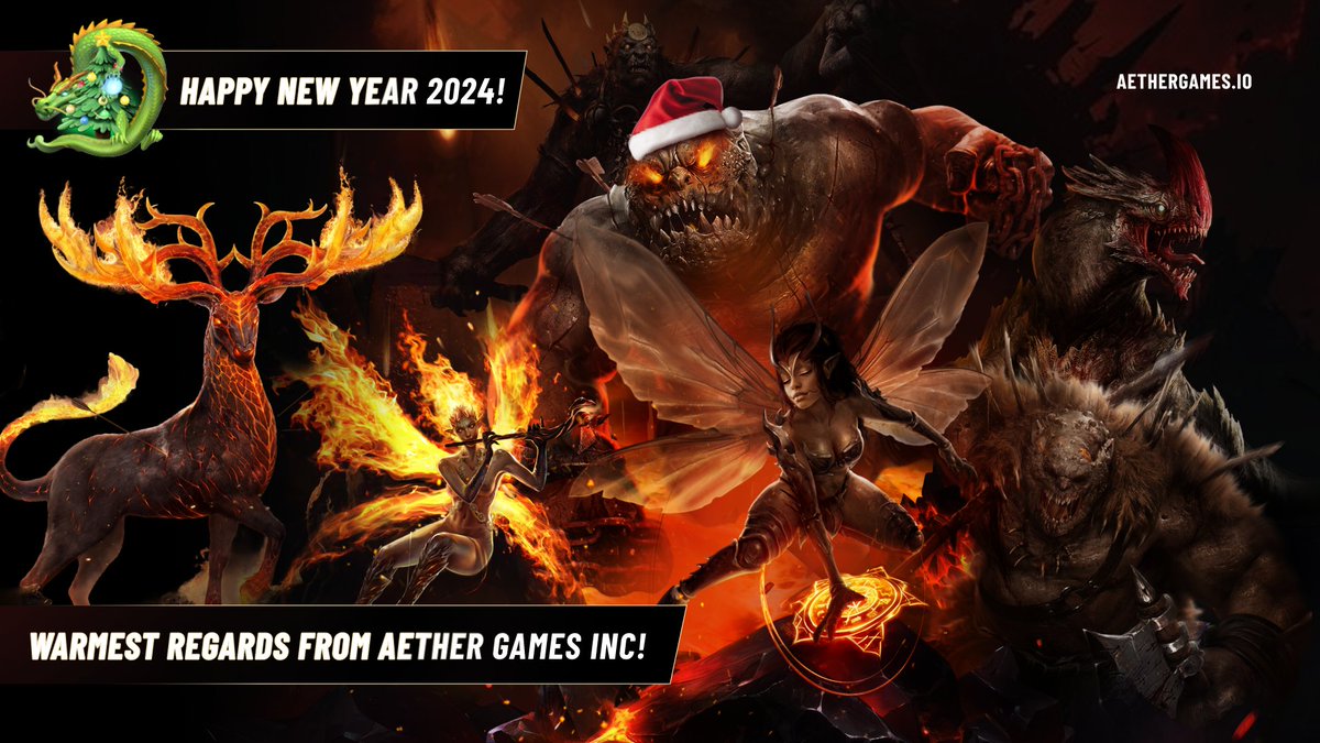 AetherGamesInc's tweet image. 🎄2024 Happy New Year from @AetherGamesInc! 

Despite the World reaching close to a boiling point, last year was wonderful for Aether Games Inc. 

In 2024, we’ll continue our expansion forward. What accomplishments are expected in the upcoming year?

🐉x.aethergames.io/Happy-New-Year… !