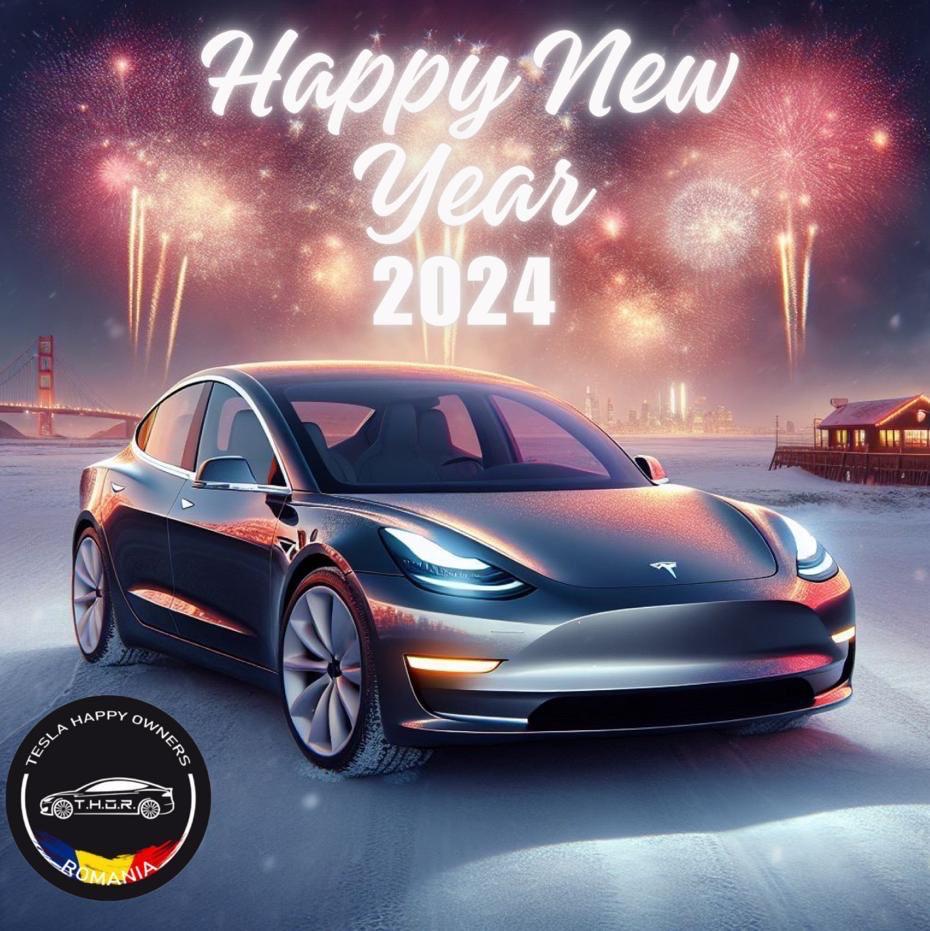TeslaHappyRo's tweet photo. T.H.O.R. wishes everyone a Happy New Year! We are excited for 2024 and all that it will brings. @elonmusk @Tesla @TeslaClubAT @teslaeurope @Teslalightshows @enhauto @teslaownersSV https://t.co/TSeewr35xr