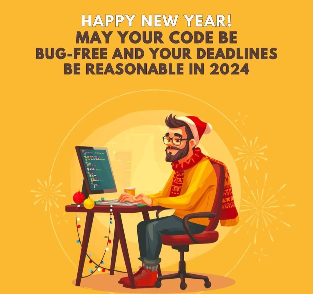 navazkhan85's tweet photo. #HappyNewYear2024 to all #developers and #programmers 

Let's commit to making 2024 a year of clean, efficient, and impactful code.

#HappyNewYear
#programming #developer #programmer #coding #softwaredeveloper #computerscience #webdev #webdeveloper #w3technology #softwareengineering