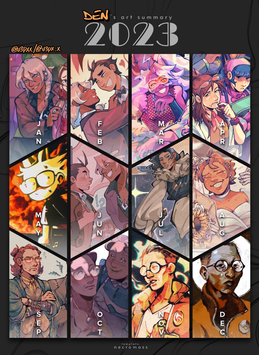 [#2023artsummary] WHAT DO YOU MEAN ITS 2024⁉️ next you're gonna tell me it's gonna be some made-up year like '2025' next. tch, imagine that. gotta say, my art took a hard swerve in some direction this year! i know i havent been posting much here but thx sm for sticking around! <3