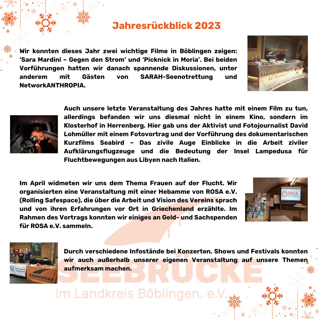 SBoblingen's tweet photo. Liebe Follower*innen, Freund*innen der Menschenrechte, Unterstützer*innen der Seenotrettung: heute wollen wir zurückblicken auf ein Jahr, das für Flüchtende viele Verschlechterungen gebracht hat. https://t.co/qJSCaR26mi