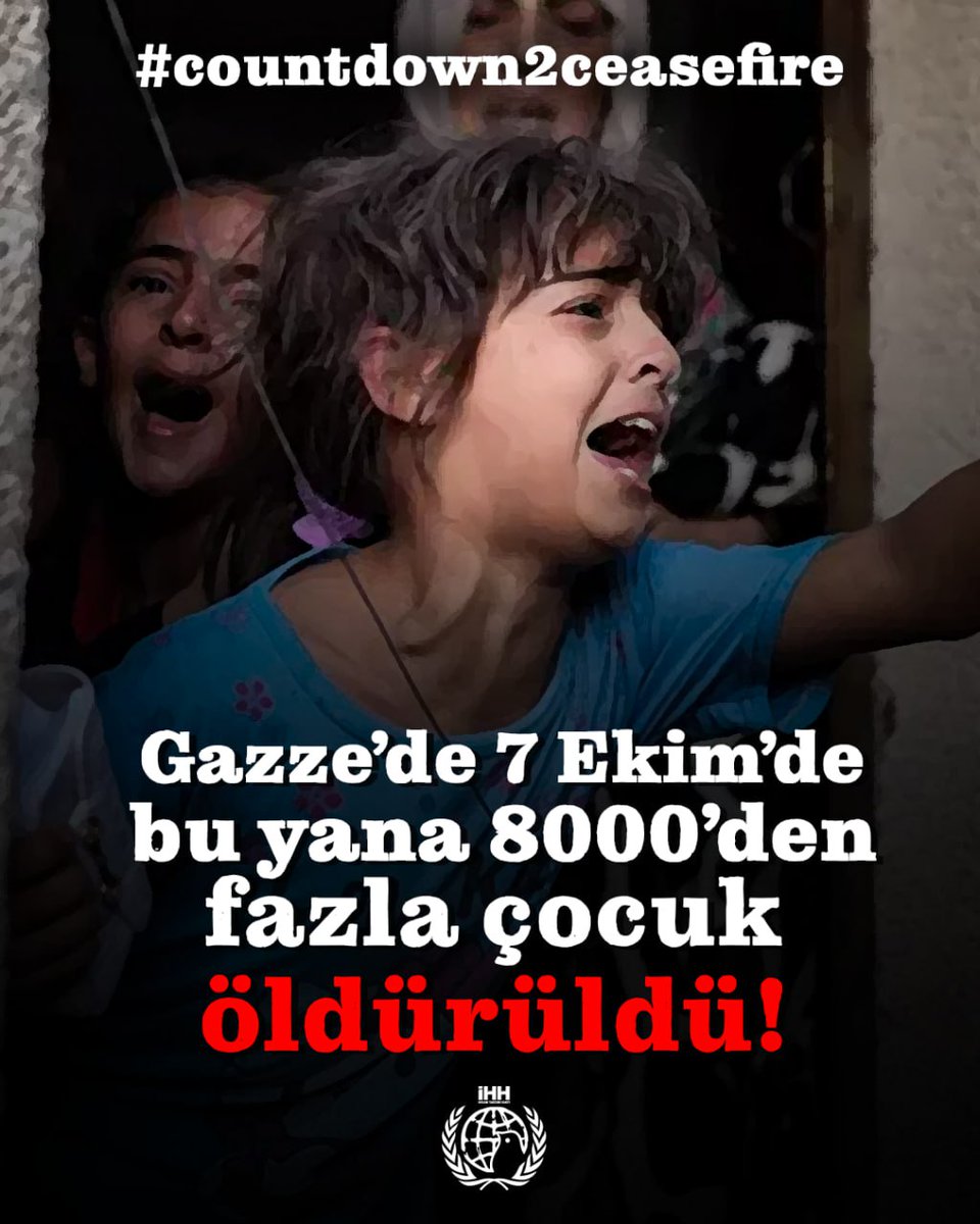 Gazze'de 7 Ekim'den bu yana 8000'den fazla çocuk öldürüldü!

#countdown2ceasefire