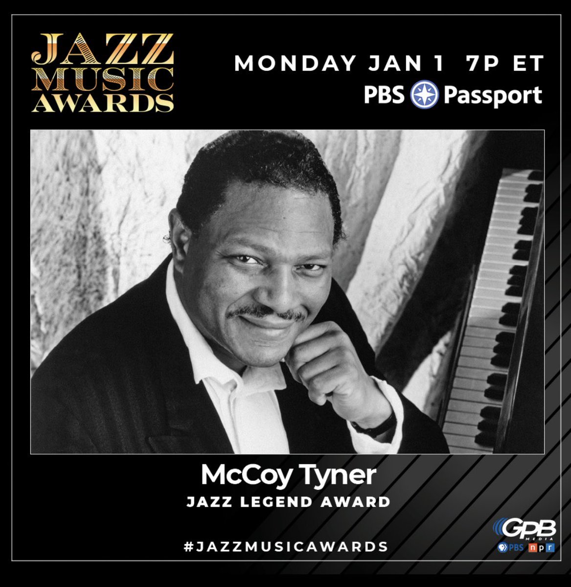 The #JazzMusicAwards will honor these two #Icons of #Jazz 🙌🏾 #WayneShorter and #McCoyTyner 📺 Available On Demand at #PBSPassport beginning at 7pm EST on 1/1/24 and live streaming at GPB.org