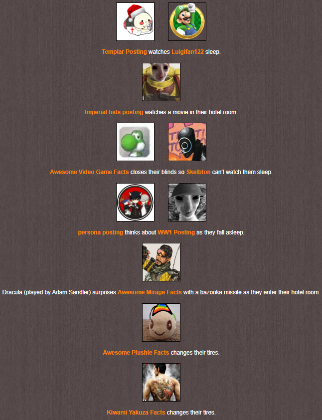 TrinityO5_'s tweet photo. NIGHT 2! @miragefacts is taken out by Adam Sandler's Dracula! @funkykongfac poisons @PathfinderFacts! And @donkey_awesome assassinates @KalsyumTF2! https://t.co/SkykMiHtee