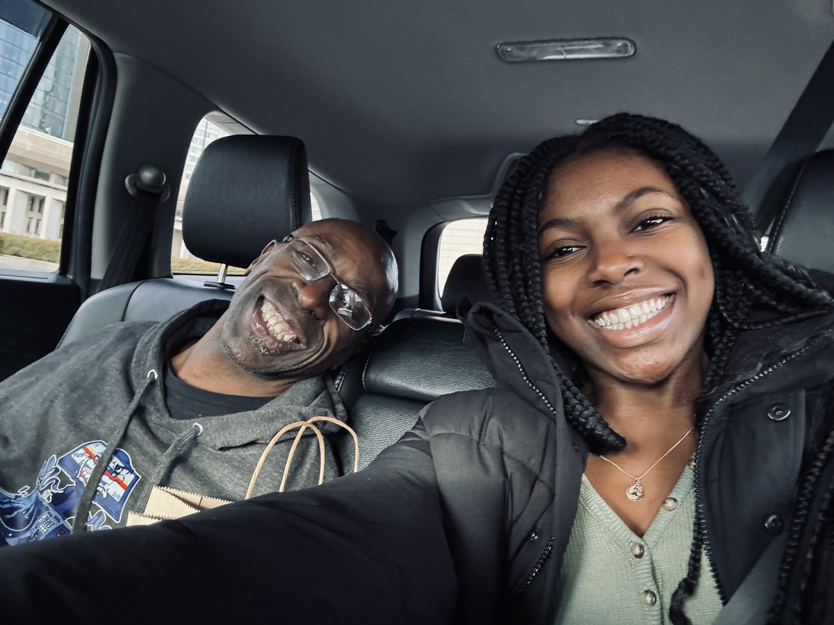 [image of a Black man with his oldest daughter in a car smiling looking into the camera] The oldest daughter.. the trips .. for these moments.. #DaSoulToucha