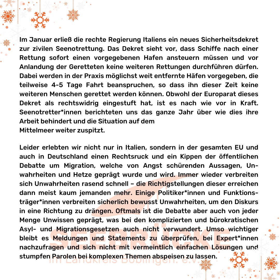 SBoblingen's tweet photo. Liebe Follower*innen, Freund*innen der Menschenrechte, Unterstützer*innen der Seenotrettung: heute wollen wir zurückblicken auf ein Jahr, das für Flüchtende viele Verschlechterungen gebracht hat. https://t.co/qJSCaR26mi