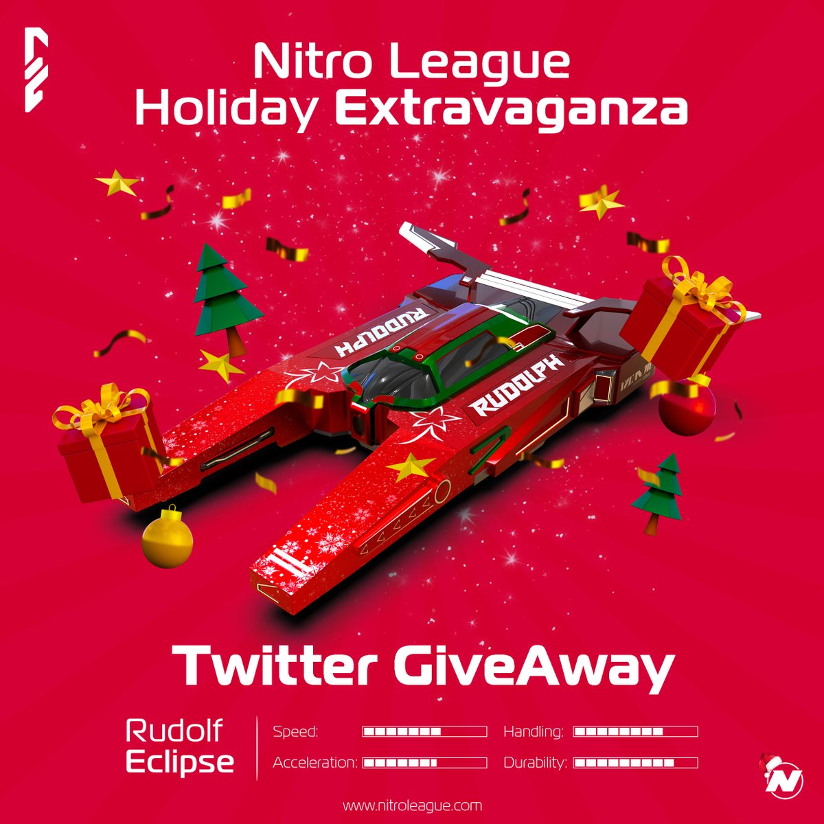 nitroleaguegame's tweet photo. It's New Year's Eve, and 2023 is about to end! 🏁

Let's say goodbye to this year in style with a thrilling high-speed ride 🏎️💨

We are giving away 10x Rudolf Eclipse Cars 🎁. To win : 

👉 Like & RT this post
👉 Tag a Friend
👉 Share your New Year's Resolution

Happy New Year!🎉

#GiveawayAlert #NFTs #Web3Games