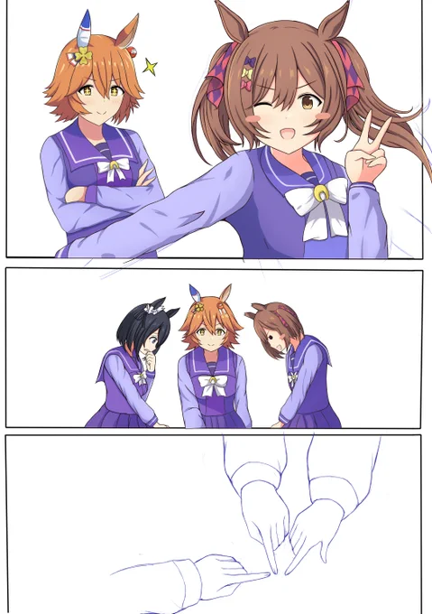 正月なんでボツになったのん 今みると絵ひでーですが、 SR賢さフクキタルのこっくりさんやってるのん見て 描くつもりだったやつです。 ページが3pくになりそうなのと その割にネット的に絶対のびんな。これって 割と客観視して途中でやめました。