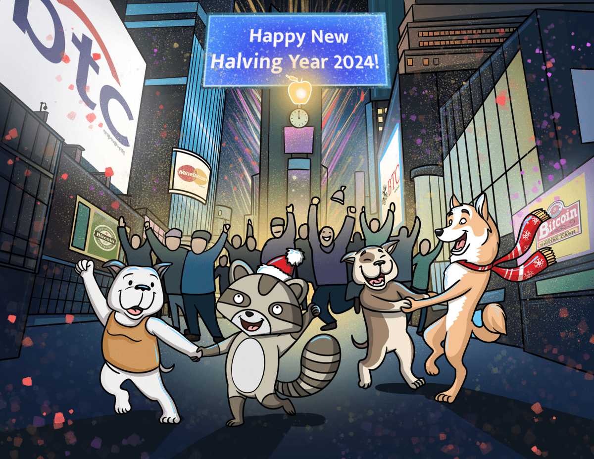 Happy New Year, everybody! 🥂🎉

Here's to 2024, Year of the Halving, return of the bull market, celebration of more art🚀🍎