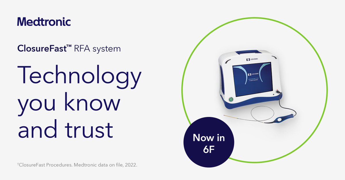 Proven procedure - lower profile! We are excited to offer our trusted ClosureFast catheter in a new lower profile 6F. This is the same technology that's been used to treat more than 2.5 million patient globally since 2006. More info: bit.ly/3RYtNdA

#VascularSurgery
