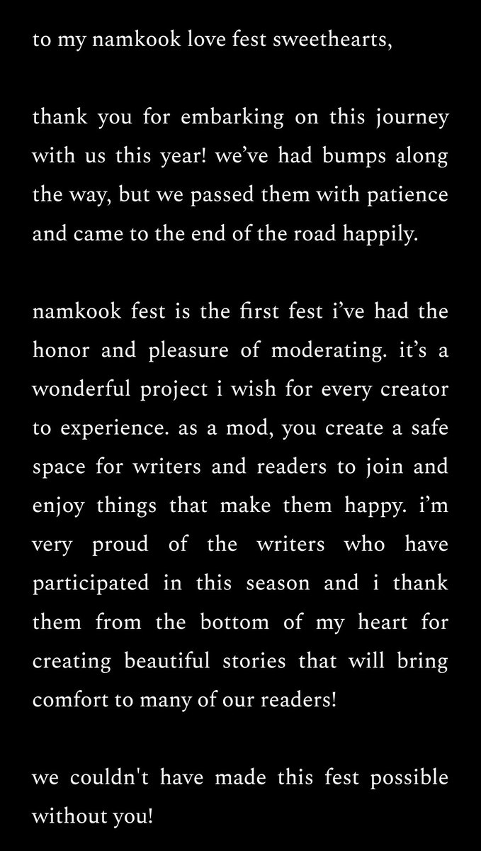 namkoofest's tweet photo. my beloved namkook love fest sweethearts, this one's for you. thank you for everything! 💗 - 🦢 (@engulfes) https://t.co/rdwl5LZyWd