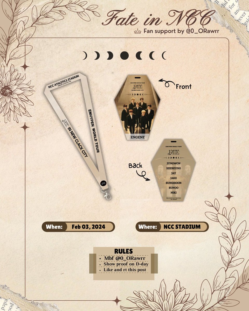 niks_rawrr's tweet photo. 𝐄𝐍𝐇𝐘𝐏𝐄𝐍 𝐅𝐀𝐓𝐄 𝐈𝐍 𝐍𝐄𝐖 𝐂𝐋𝐀𝐑𝐊 𝐂𝐈𝐓𝐘
｡･ﾟﾟ･♡ fan support by @0_ORawrr
FATE COFFIN-SHAPED A6 PVC ID WITH LANYARD

*➷ to claim:
✿ mbf, like &amp; rt
✿ 1:1 ratio
✿ Limited Quantity
✿ Mention 2/3 engene moots
ꕥ Show proof on d-day 

  #FATE_IN_NEWCLARKCITY https://t.co/nnUiUtHY9l