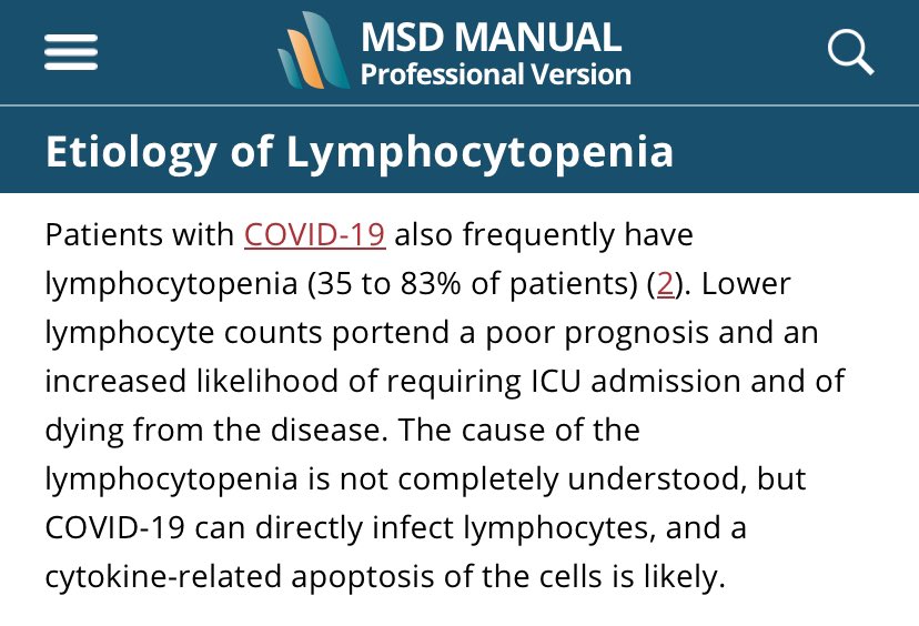 LauraMiers's tweet image. The Merck Manual admits SARS-CoV-2, like HIV, causes lymphocytopenia.
“Patients with lymphocytopenia experience recurrent infections or develop infections with unusual organisms.”
Though “the cause is not completely understood,” we carried on with Forever Reinfections anyway.