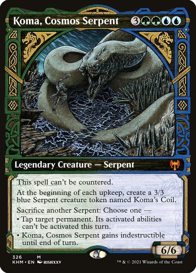 MtgPicks's tweet photo. 🎊Epic #GIVEAWAY ALERT 🎊 Add #MTG Koma, Cosmos Serpent to your collection! 

Here’s how to enter:
1️⃣  Like this post ❤️
2️⃣  Retweet this post 🔁
3️⃣  Follow us @MtgPicks🧙‍♂️

Entries close Jan 5th 5:30 EST; winner announced after! Upgrade your collection on us!🌟#TCG #EDH #Koma https://t.co/vbitSjO5Ds