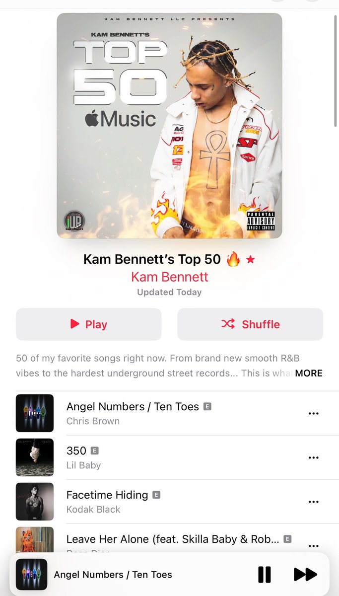 Apple Music Playlist UPDATED: Kam Bennett’s Top 50 🔍🔥 music.apple.com/us/playlist/ka… feat new music from: - Chris brown - Lil Baby - Capella Grey - Dess Dior - 42 Dugg - Future - Skilla Baby - Nicki Minaj - Sexyy Red - Tee Grizzley