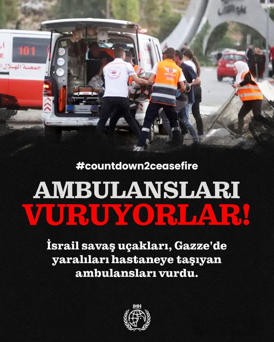 hayati_arslan_'s tweet photo. İsrail savaş uçakları yaralı taşıyan ambulansları vuruyor bu savaş suçudur.
#countdown2ceasefire 
#Gaza https://t.co/b4Hcvx8cLY