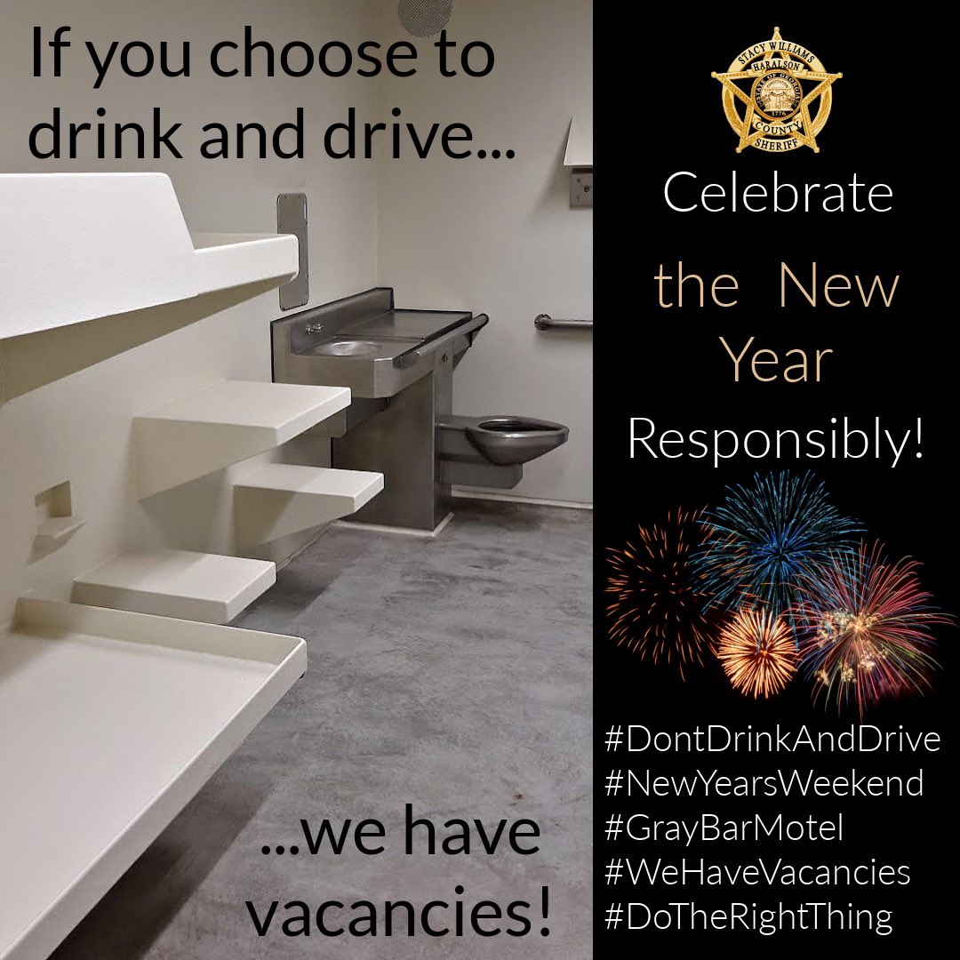 HaralsonSheriff's tweet image. If you are heading out to the famous Possum Drop or other celebrations tonight and plan to drink, please be responsible. 
*Have a designated DD.
*Plan for a ride share/Uber etc.
*Call someone to come get you.

Don’t be the one to ruin another family’s New Year!
#RightThing
#HCSO