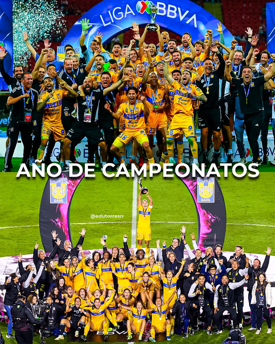 En el 2023, el Club Tigres logró sumar un total de 𝟱 𝘁í𝘁𝘂𝗹𝗼𝘀 𝗮 𝘀𝘂𝘀 𝘃𝗶𝘁𝗿𝗶𝗻𝗮𝘀 1- 🏆 Liga MX Varonil 2-🏆 Liga MX Femenil 3-🏆 Campeón de Campeones Varonil 4-🏆 Campeón de Campeonas Femenil 5-🏆 Campeones Cup 𝘼𝘿𝙉 𝙙𝙚 𝙜𝙖𝙣𝙖𝙙𝙤𝙧𝙖𝙨 𝙮 𝙜𝙖𝙣𝙖𝙙𝙤𝙧𝙚𝙨.