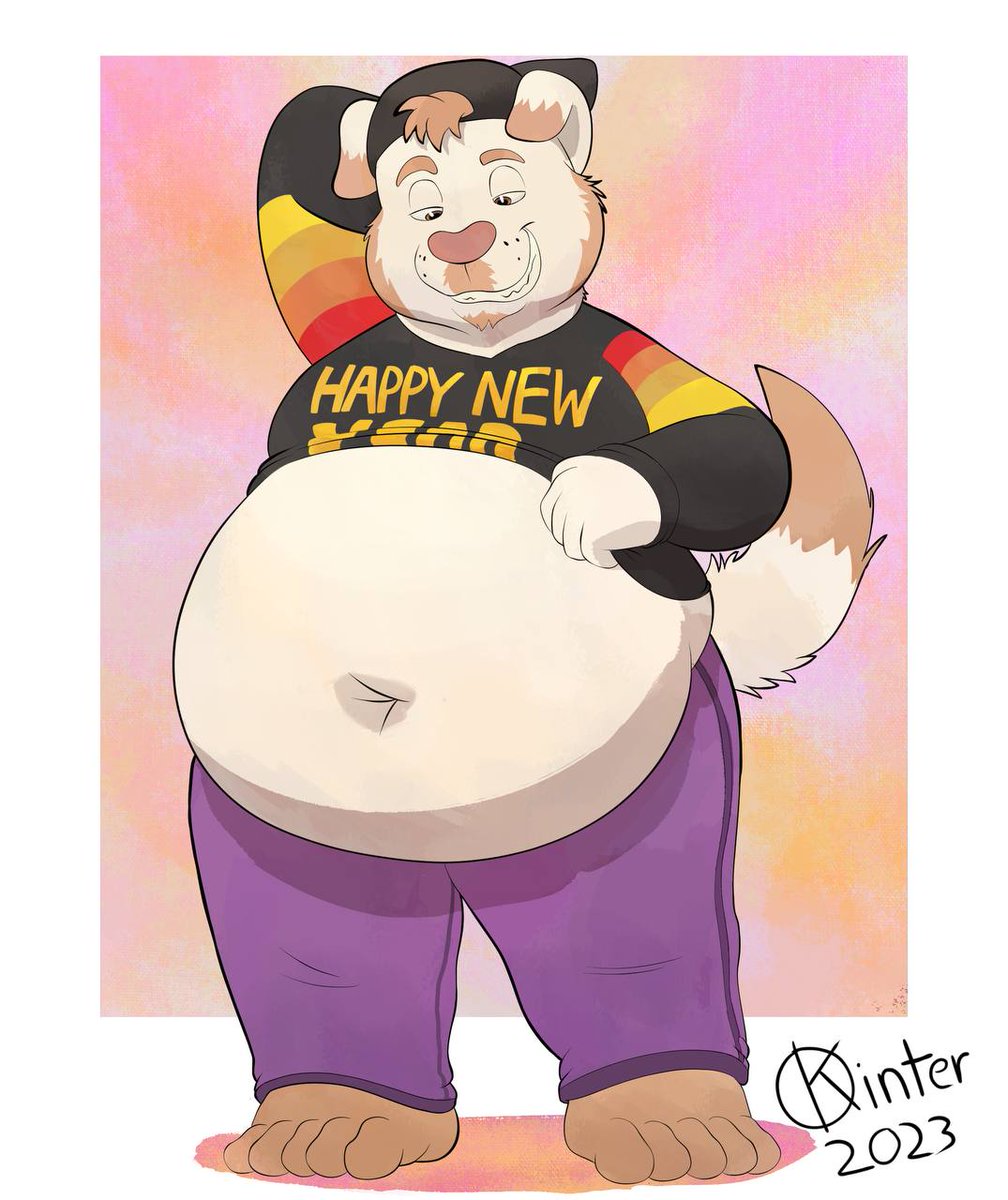 Buddy is ready to bring in the new year! Give that good boy some tummy rubs for good luck! 🎨: @OliverKinter ✨