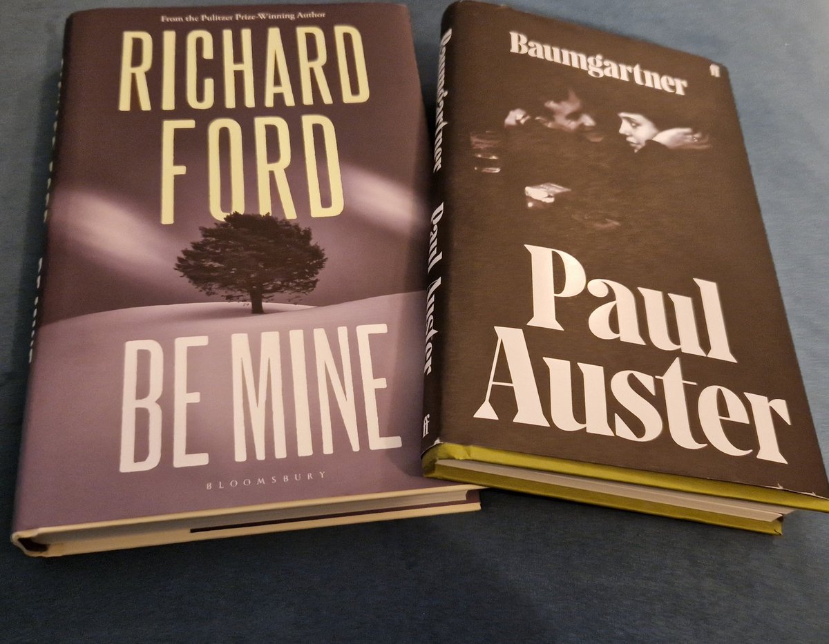 LeapfrogMark's tweet photo. My final #Booksof2023 find me again in my favourite literary territory: the books of old American men. Richard Ford concluded the #BascombeQuartet with a bow &amp; a cherry on top, while I'm closing the year with a life reflected in #PaulAuster's latest. A pretty good year's reading. https://t.co/kw3JdmrQ7B