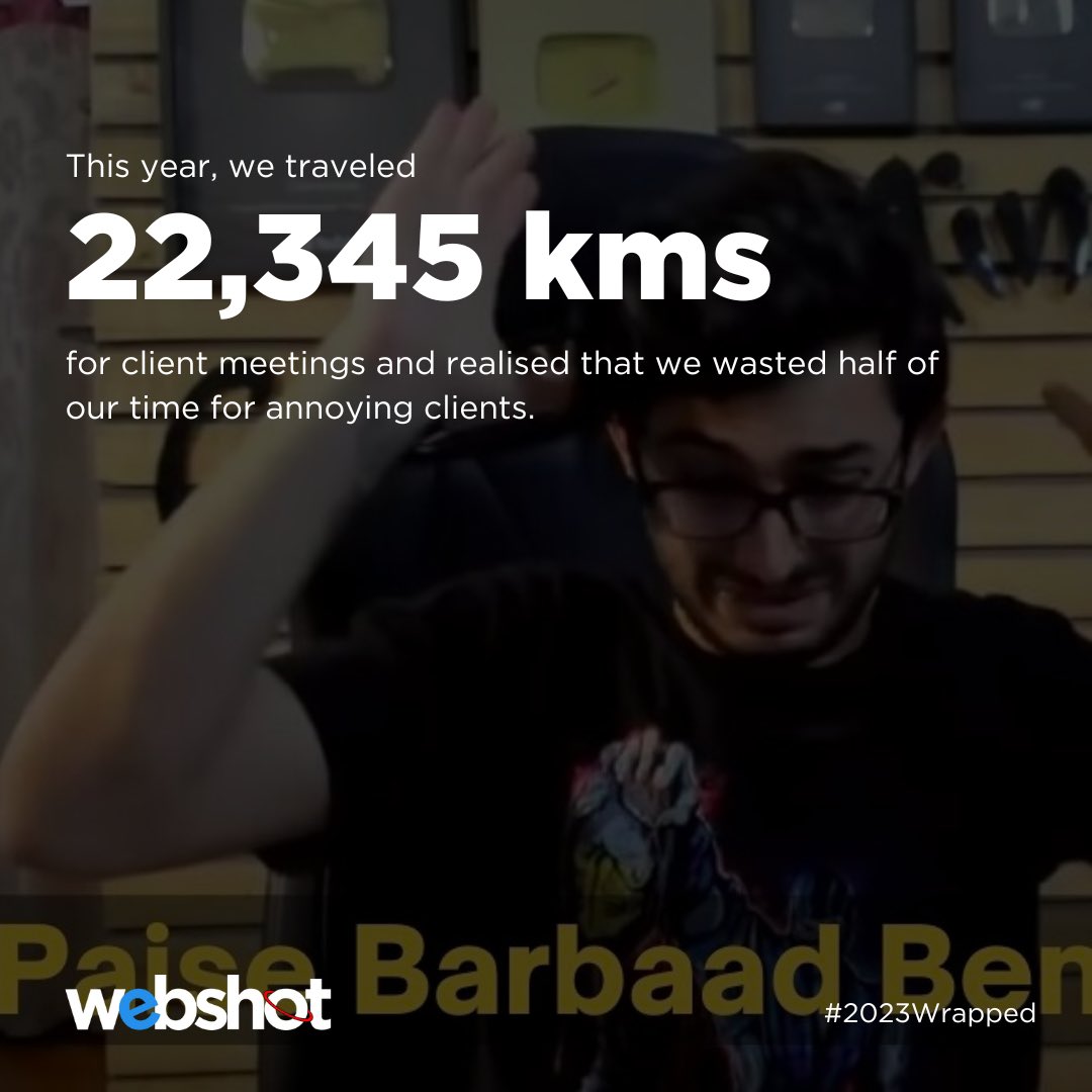 Webshot_digital's tweet photo. This is how our 2023 wrapped up 🥳 Tell us yours 🫠 
Btw Happy New Year fam ❤️✨

.

#webshot #newyear2024 #happynewyear2024 #celebrations #wrappedup #spotifywrapped #newyearnewbeginningsplease https://t.co/0LJThw1r1v