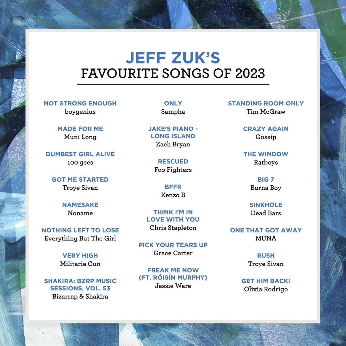 JeffMix's tweet image. Here are some of my favourite songs from this year. Let me know if there are any artists or songs I should check out. Spotify playlist: open.spotify.com/playlist/1D2VP…