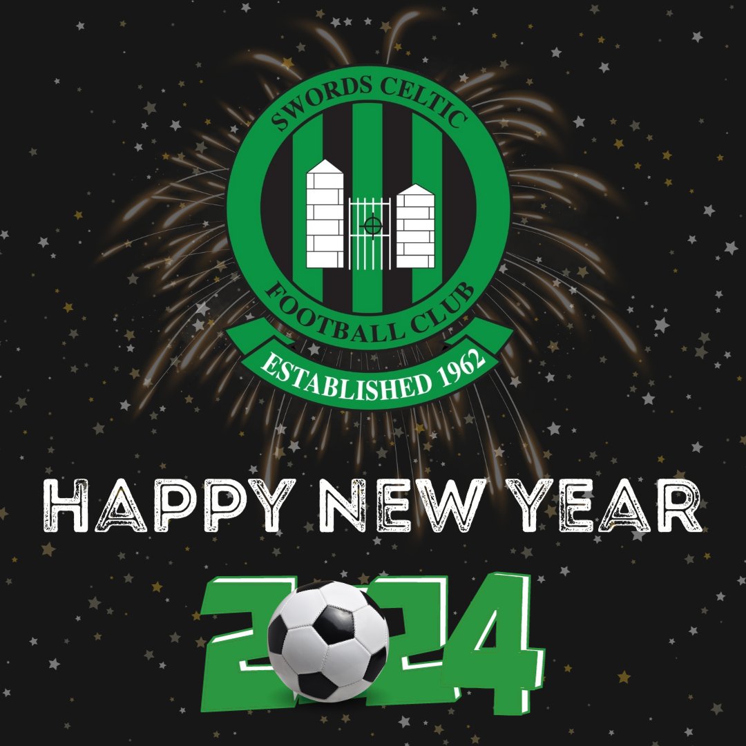 Wishing you all a Happy New Year 🎆 2️⃣0️⃣2️⃣4️⃣ 🟢⚫️⚽️🟢⚫️ #HappyNewYear2024 #swordscelticfc