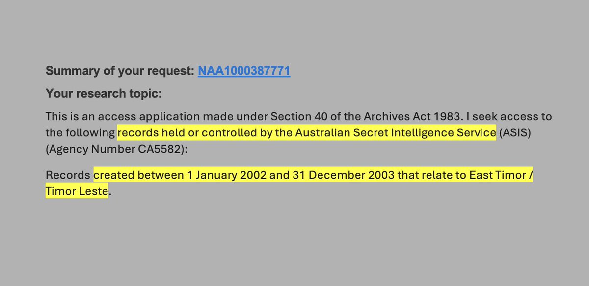 In 2004 Australian spies bugged #TimorLeste’s Cabinet to help the Howard Government steal oil and gas reserves from Timor. Today I’ve applied to access ASIS’s records on the origins of this disgraceful scandal. There’s a big #transparency fight ahead to get to the #truth. #auspol
