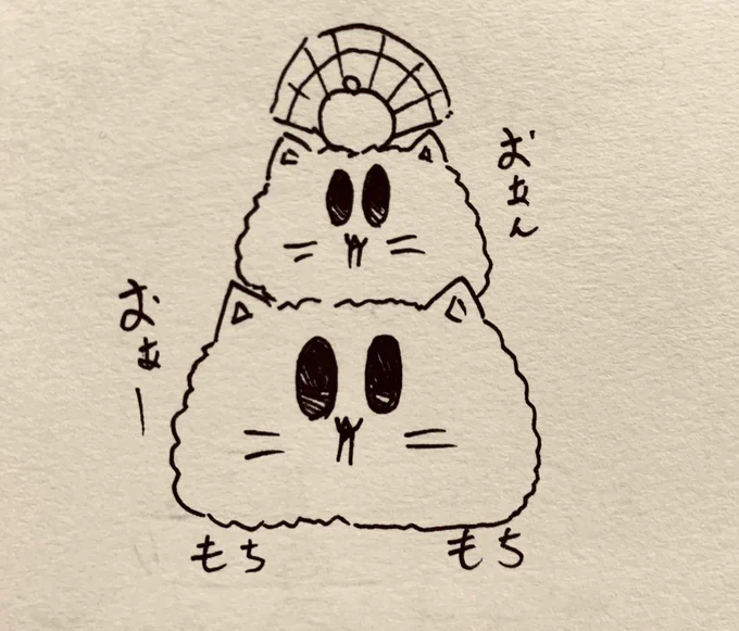 元旦に現れる鏡もち猫さん🐈 