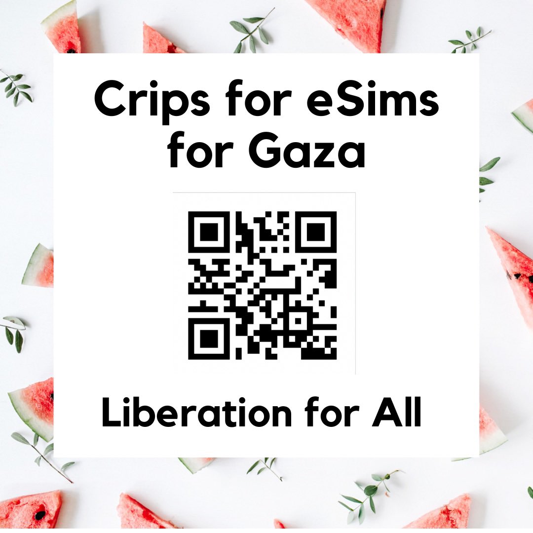🍉Listing my accomplishments this year seems pretty trivial during a genocide (but I am happy for those who do) so I am resharing a call to donate what you can to buy eSims for Palestinians co-organized by @pipagaopoetry @thellpsx & me #AltTextPalestine #FreeGaza #FreePalestine