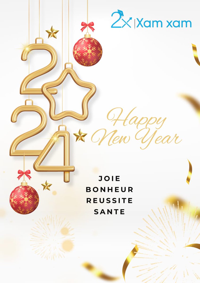 2x_xamxam's tweet image. On y est 😍✨
Bonne et heureuse année 2024🎉

Nous vous souhaitons une nouvelle année remplie de joie, de bonheur et de réussite. 

L’équipe de Xam Xam 2x🎉
#NouvelAn #meilleursvœux #xamxam2x