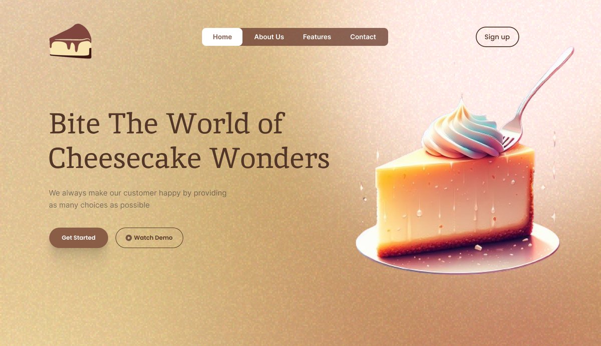 Today, I designed this Cheesecake Homepage UI! I tried my best!