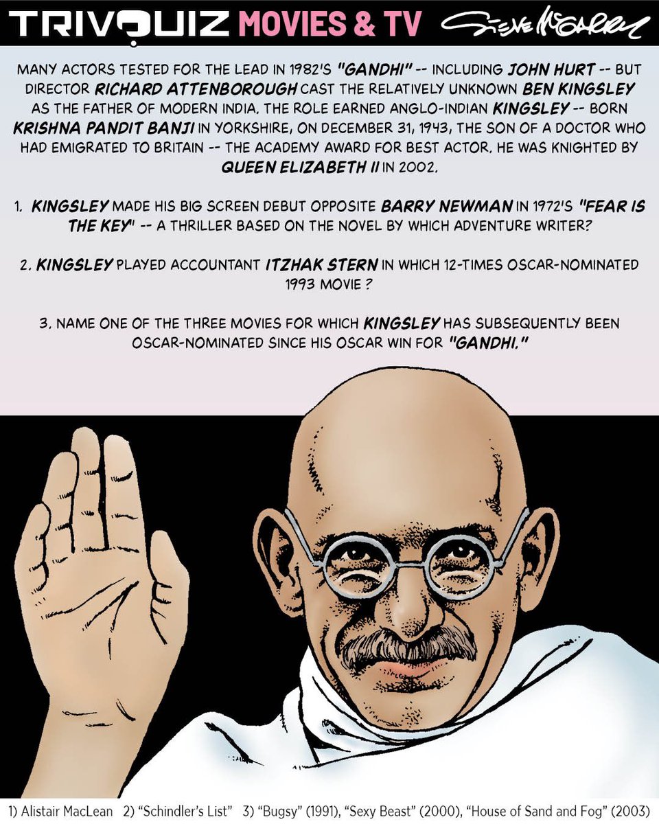TrivquizComic's tweet photo. Movie buffs … how is your knowledge of Ben Kingsley films?

#benkingsley #popculture #movietrivia #filmtrivia https://t.co/j1VD3IoVjY