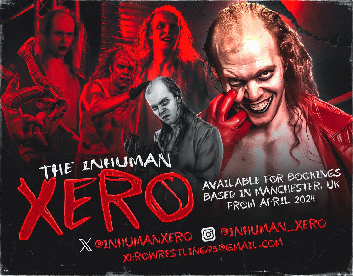 InHumanXERO's tweet photo. For 2024, I am going to impose a new challenge for myself.

I am available for bookings, but from April 2024, I will temporarily be based in Manchester, England.

Likes and shares are appreciated.

I wonder who I might face &amp; where I may go.

Graphic credit to @Elliottt93. https://t.co/LVjMUbEchL