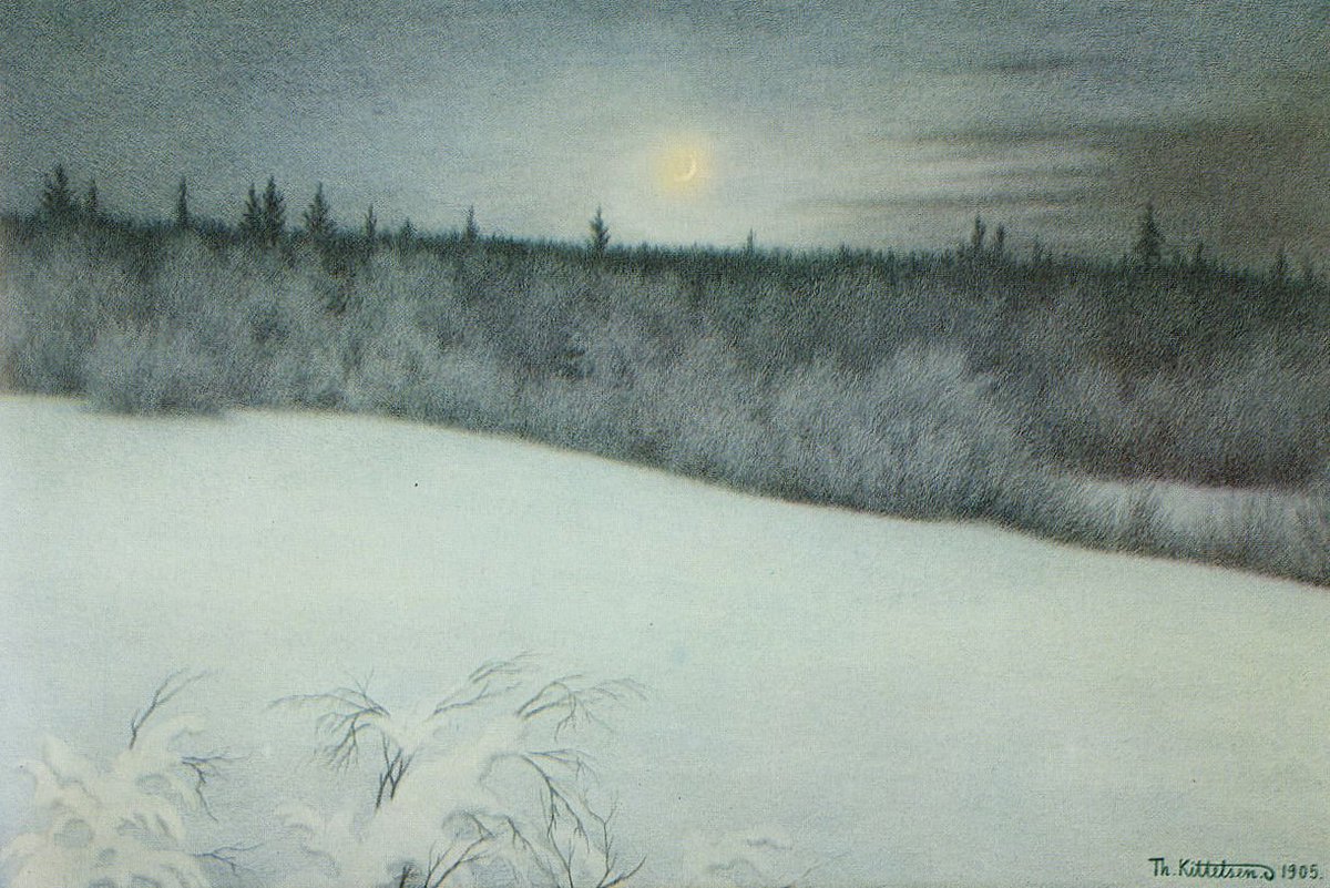 Geçmiş yıllardan daha huzurlu ve daha mutlu hissedeceğimiz bir 2024 yılı diliyorum. 🖼️Theodor Severin Kittelsen, ''New Years New Moon'', 1905.